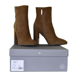 D0 Auth AQUATALIA Erika Suede Caramel Side Zip Weatherproof Ankle Boots Size 10M